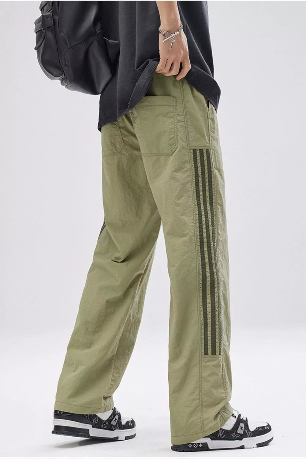Men's Full Size Striped Casual Wide Leg Pants Plus Size