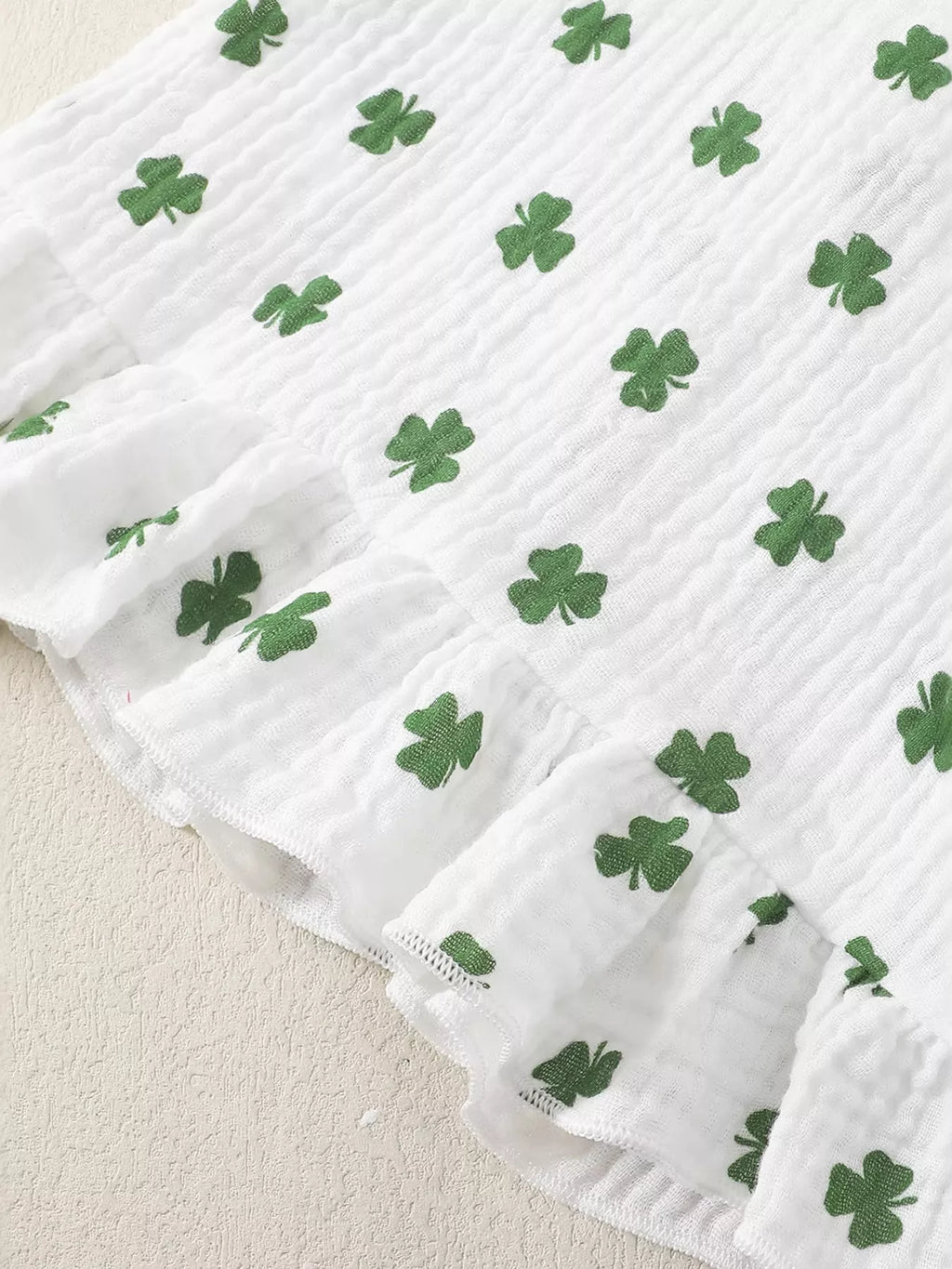 Children's Shamrock Print Ruffle Set with Headband