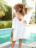Crochet Trim Cold Shoulder Cover-Up Dress