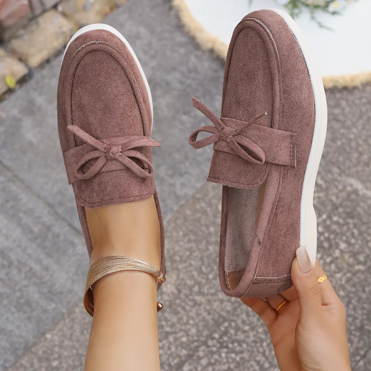 Bow Round Toe Slip-Ons
