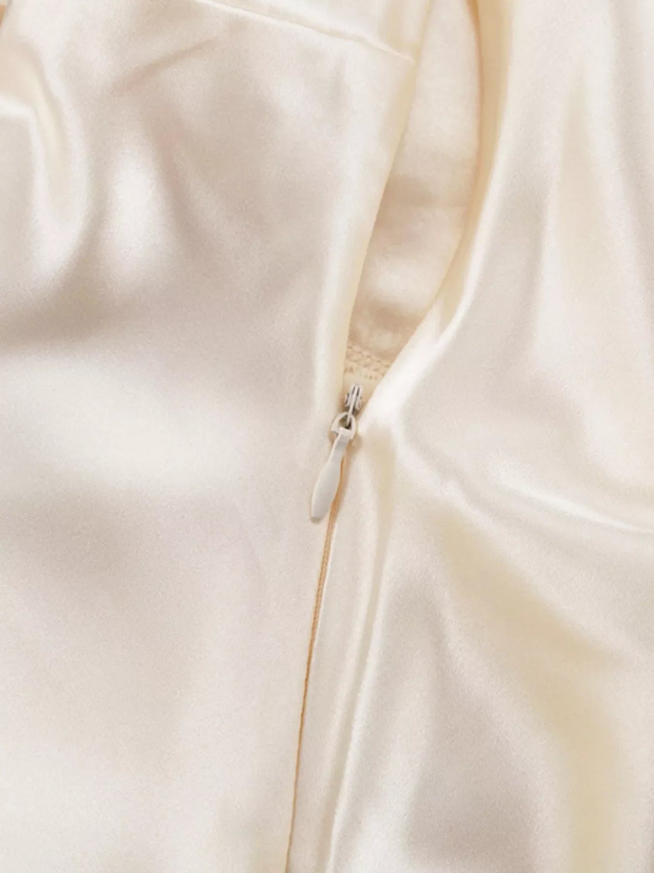 Satin Tie Shoulder Deep V-Neck Dress