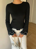 Lettuce Hem Tie Back Long Sleeve T-Shirt