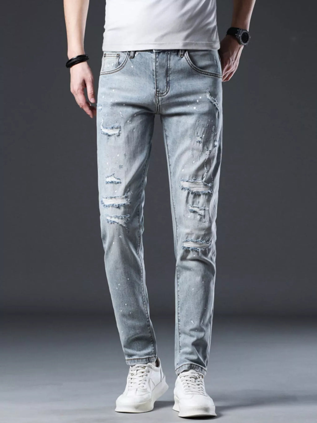 Men's Distressed Slim Fit Jeans