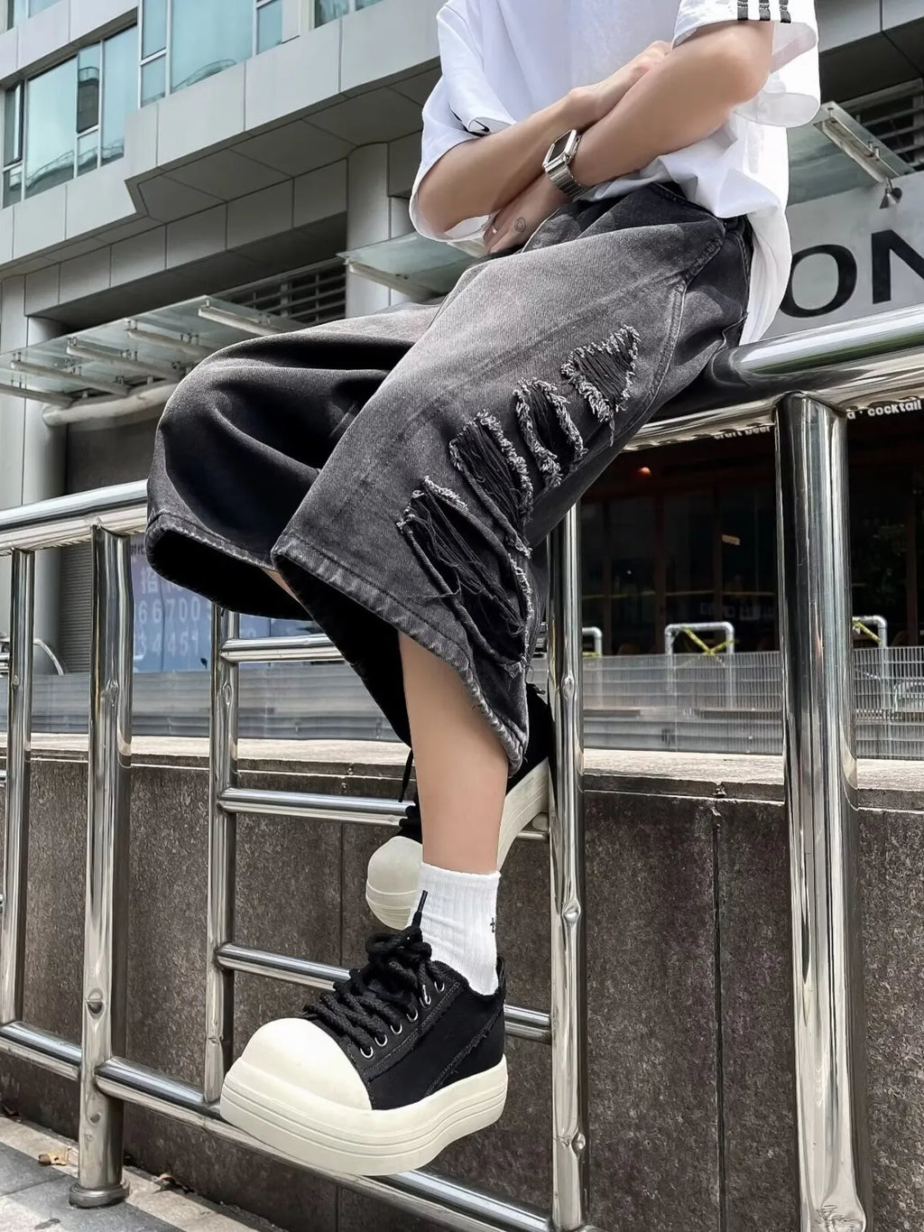 Men's Full Size Wide Leg Denim Shorts Plus Size