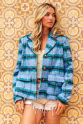 BiBi Flap Pockets Brushed Vintage Plaid Jacket