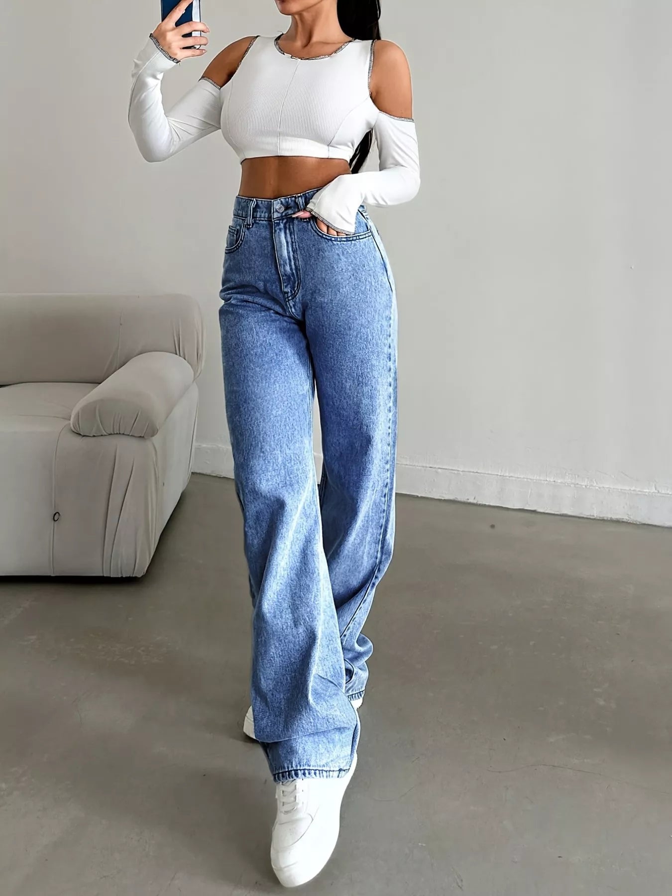 High-Waisted Wide Leg Jeans