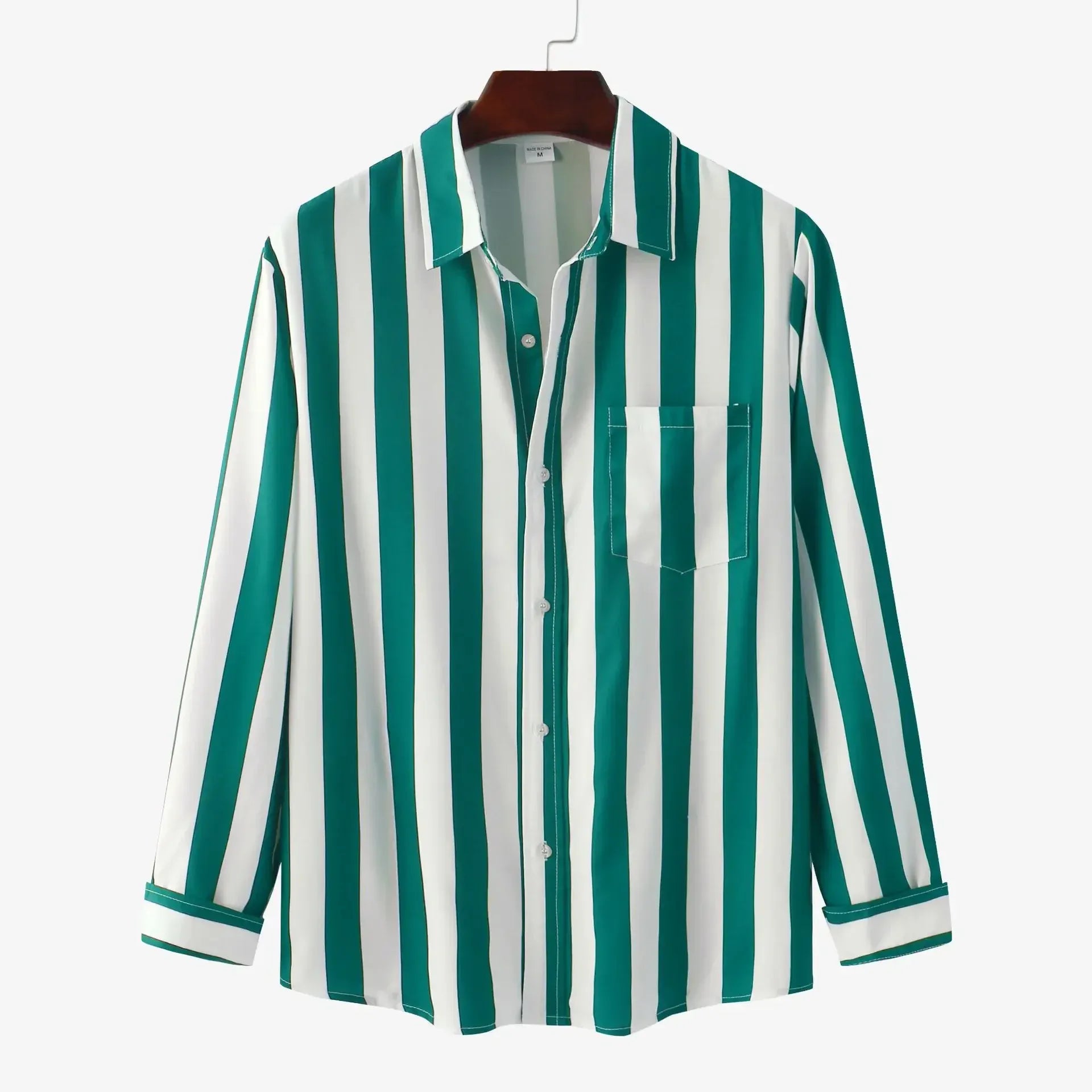 Men's Striped Button-Down Long Sleeve Shirt