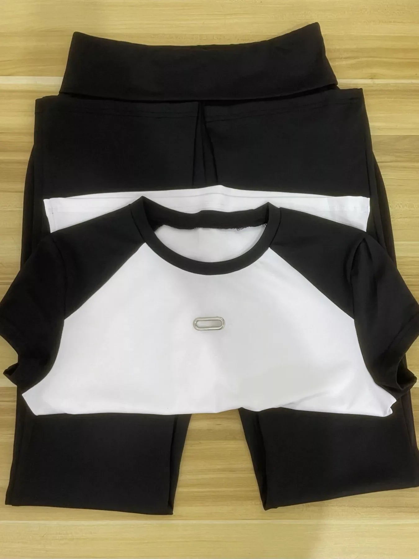 Contrast Short Sleeve Tee and Pants Set