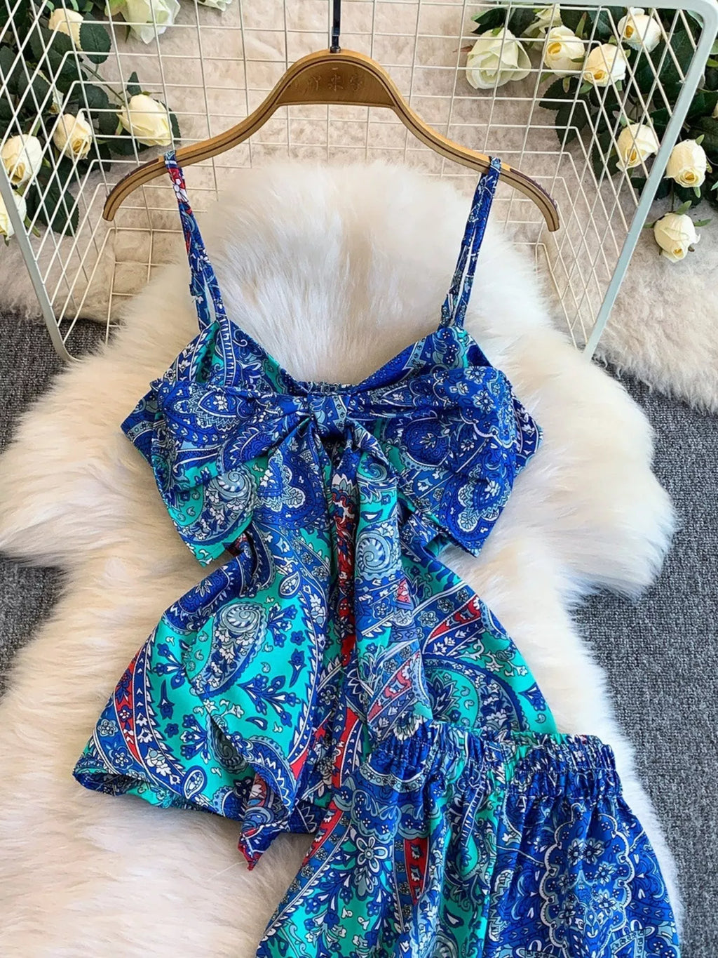 Printed Cami and Wide Leg Pants Set