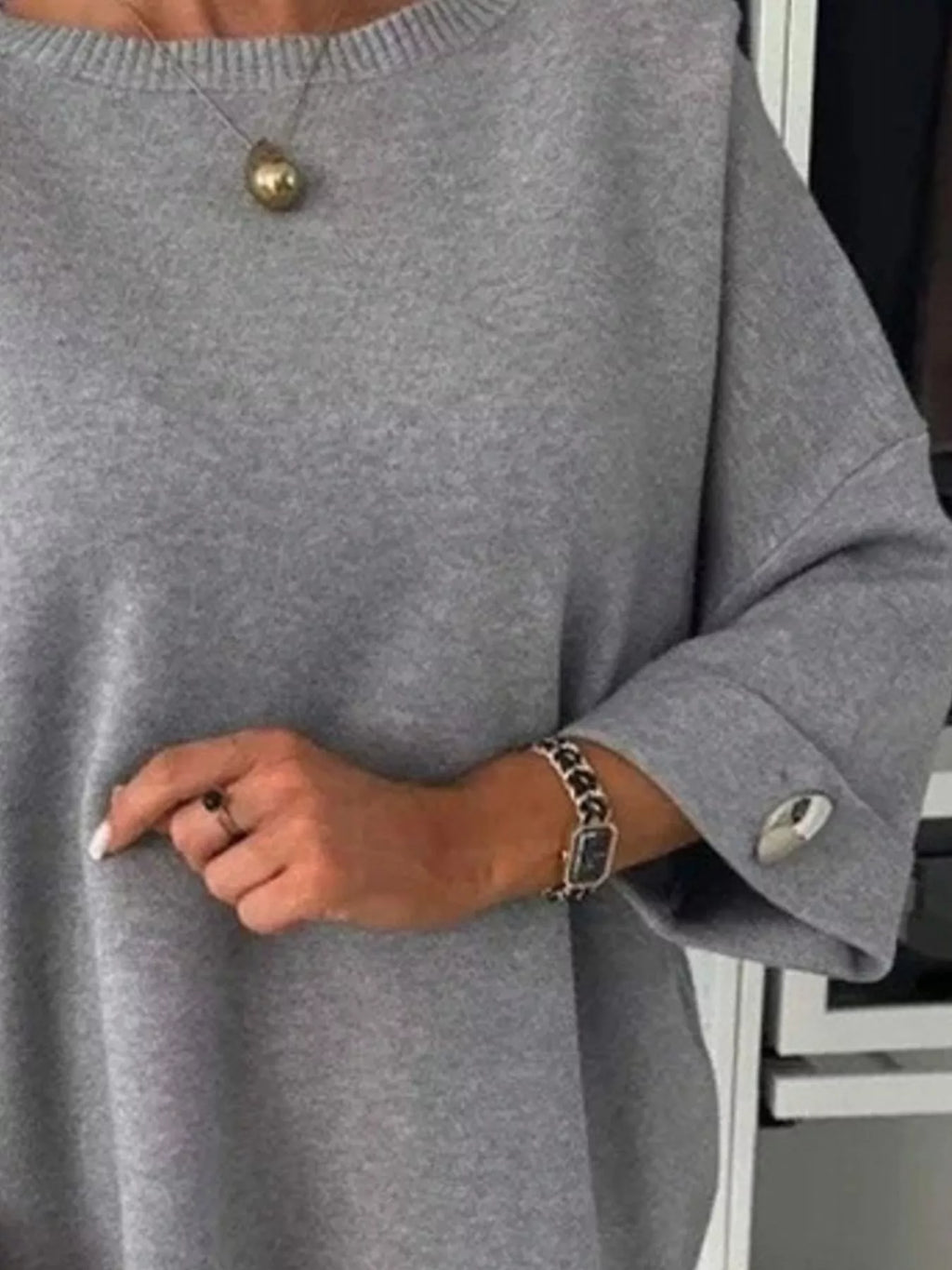 Full Size Round Neck Drop Shoulder Top with Ribbed Trim Plus Size