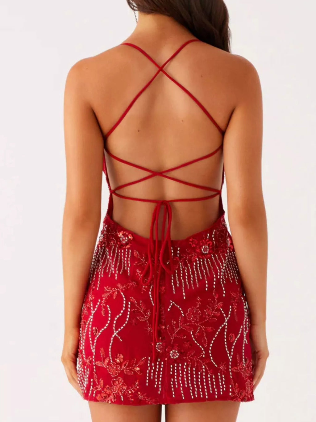 Beaded Floral Mini Dress