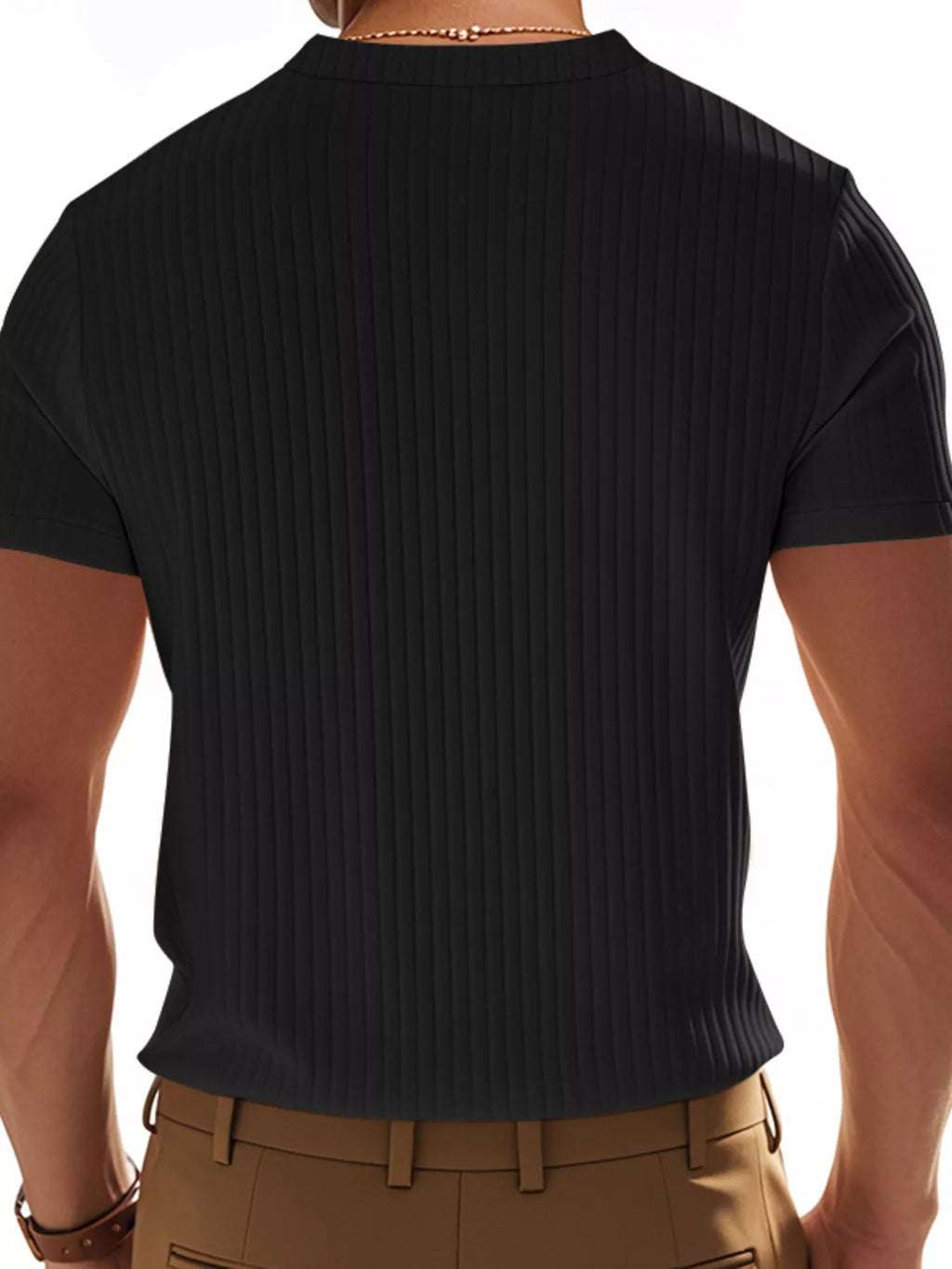 Men's Full Size Ribbed Button-Down Casual T-Shirt Plus Size