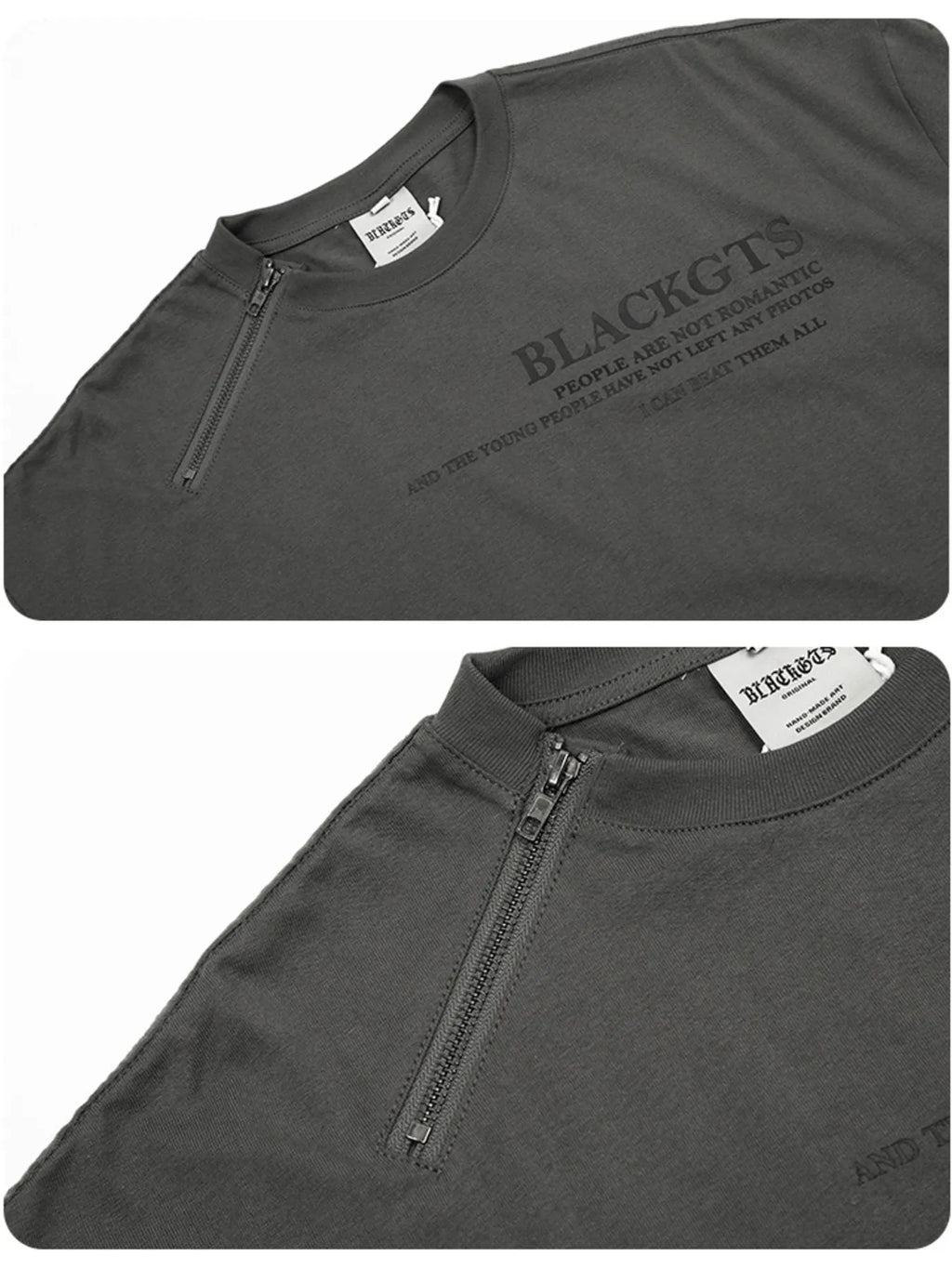 Men's Zip Detail Round Neck T-Shirt