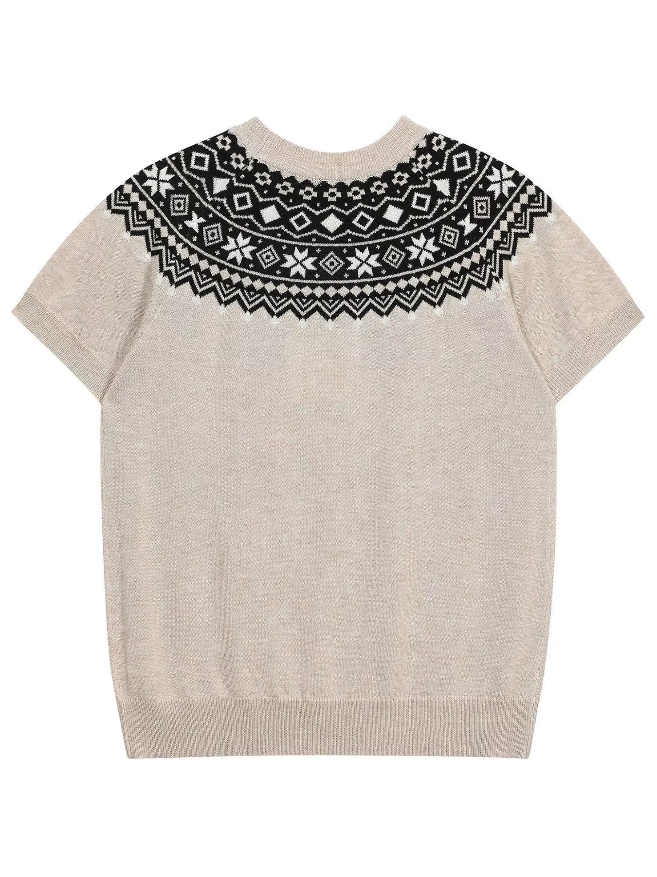 Men's Fair Isle Pattern Short Sleeve Sweater
