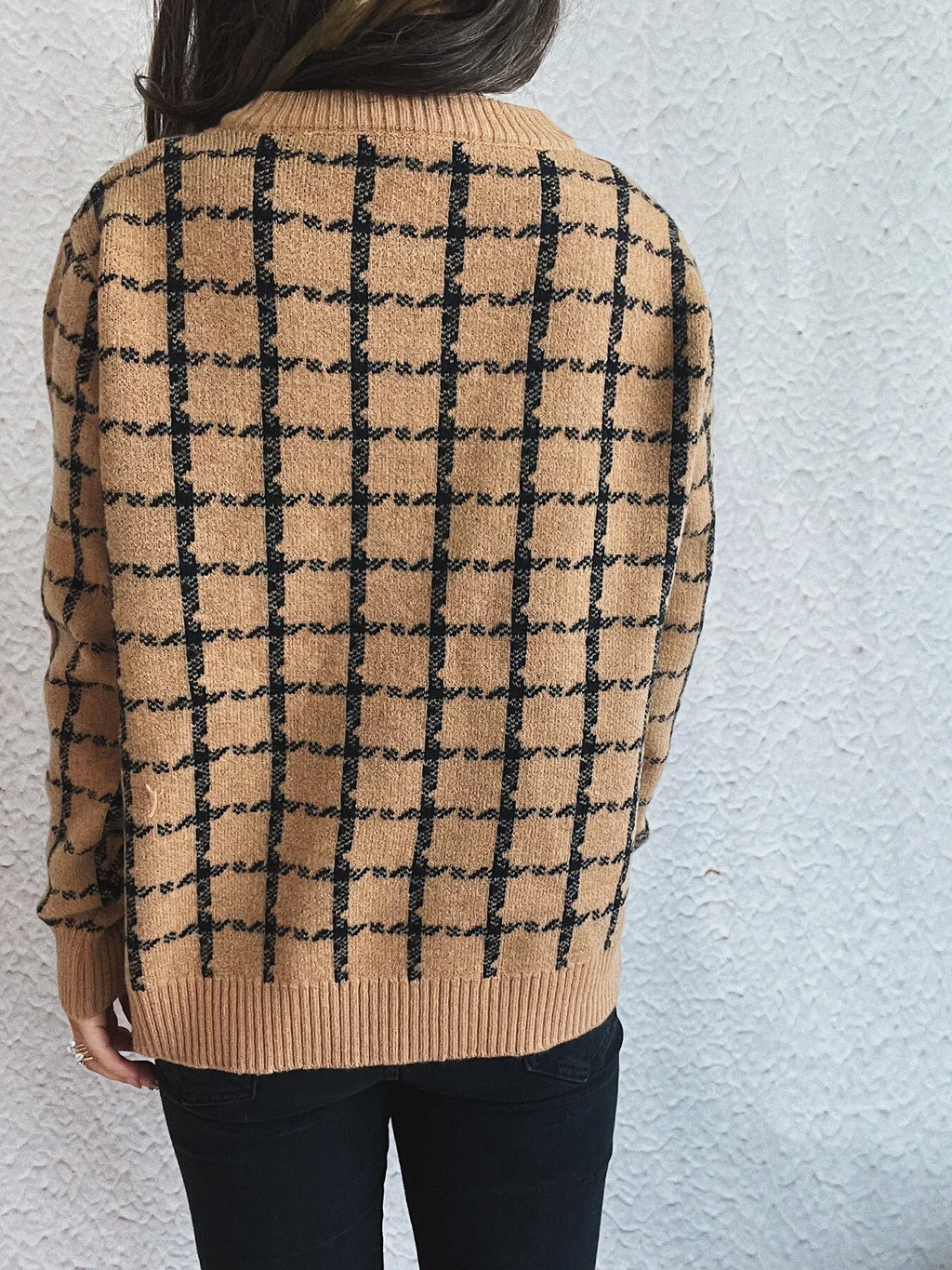 Plaid Pattern Zip Up Cardigan