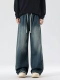 Men's Full Size Wash Wide Leg Jeans Plus Size