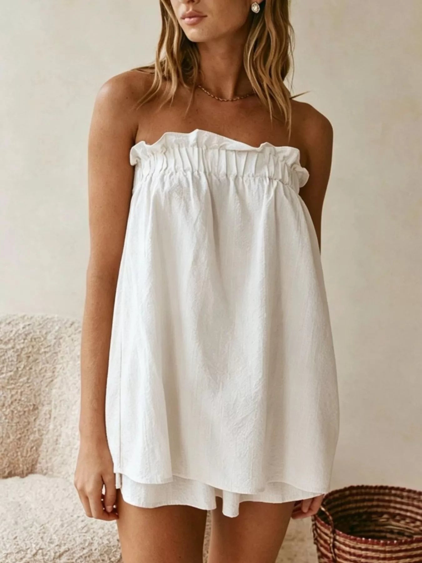Full Size Strapless Top and High-Waisted Skirt Set Plus Size