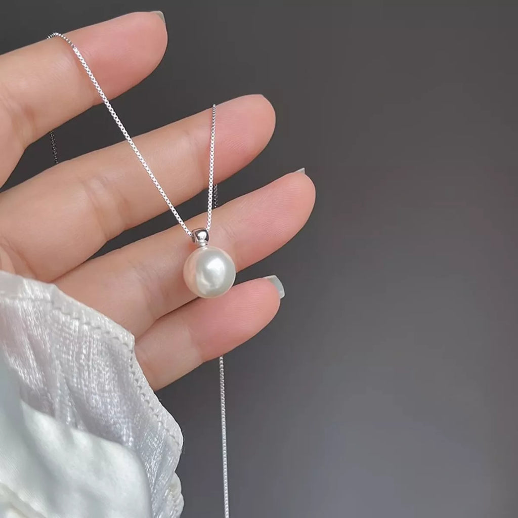 925 Sterling Silver Bead Pearl Necklace