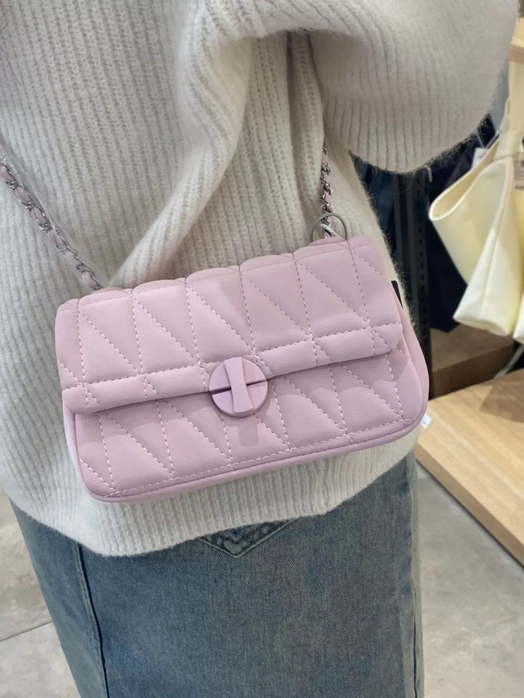 Quilted Flap Chain Crossbody Bag
