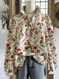 Floral Print High Collar Blouse