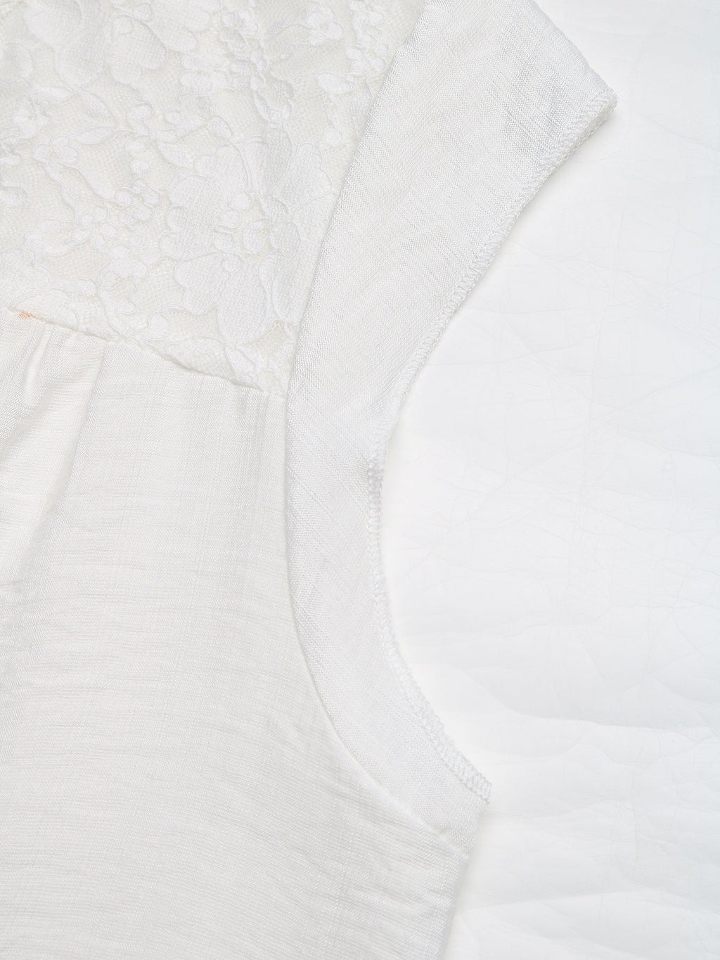Lace Trim Notched Blouse