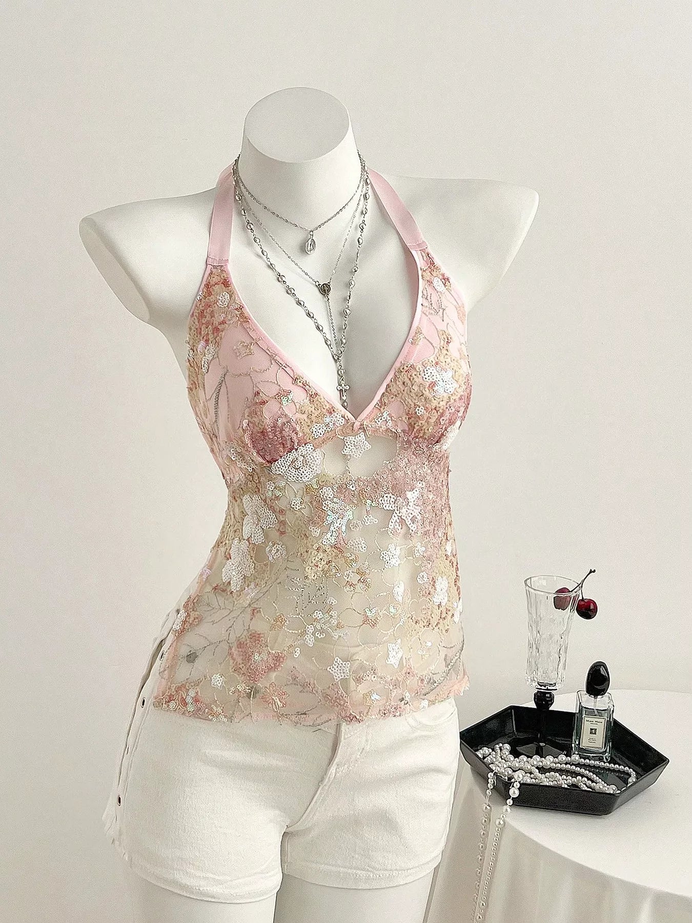 Sequin Halter Neck Cami