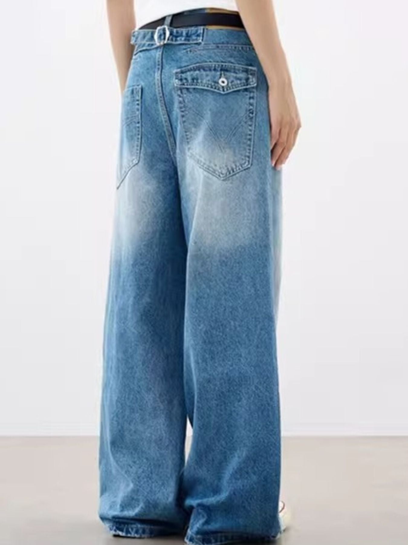 Men's Full Size Wide Leg Vintage Wash Jeans Plus Size