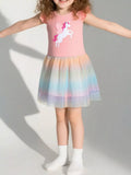 Children's Unicorn Applique Rainbow Tulle Dress