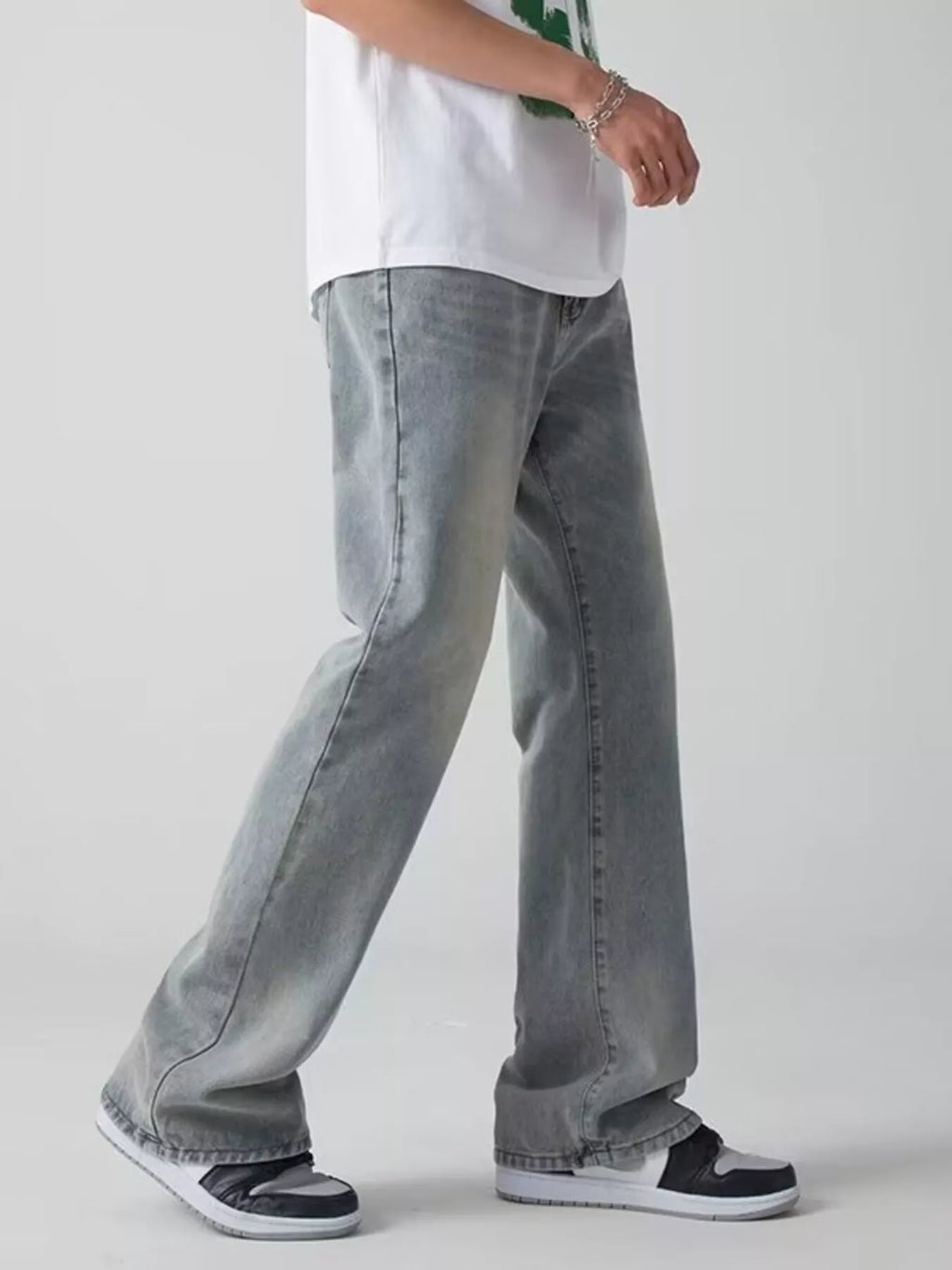 Men's Plus Size Vintage Wash Wide Leg Jeans