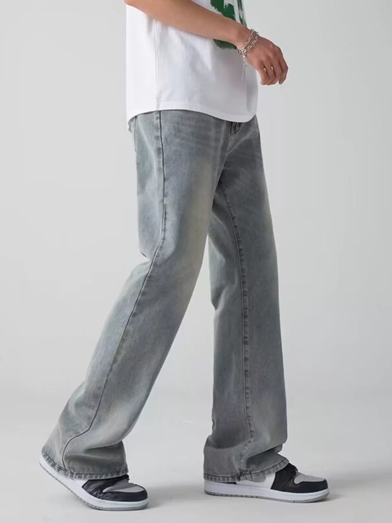 Men's Plus Size Vintage Wash Wide Leg Jeans