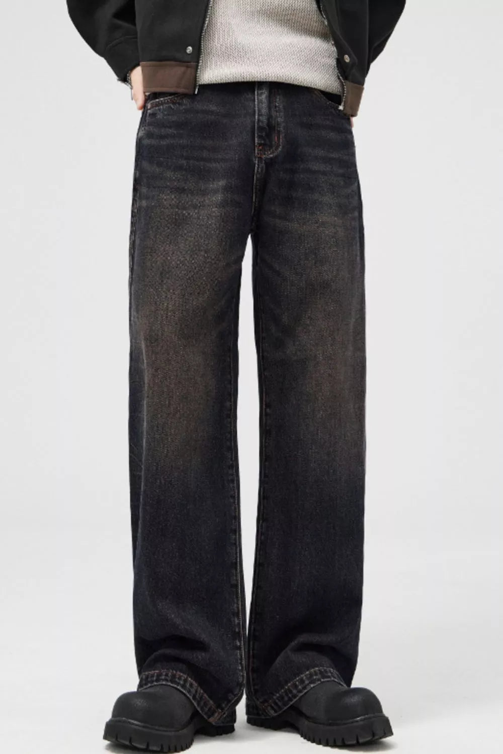 Men's Vintage Wash Wide Leg Jeans