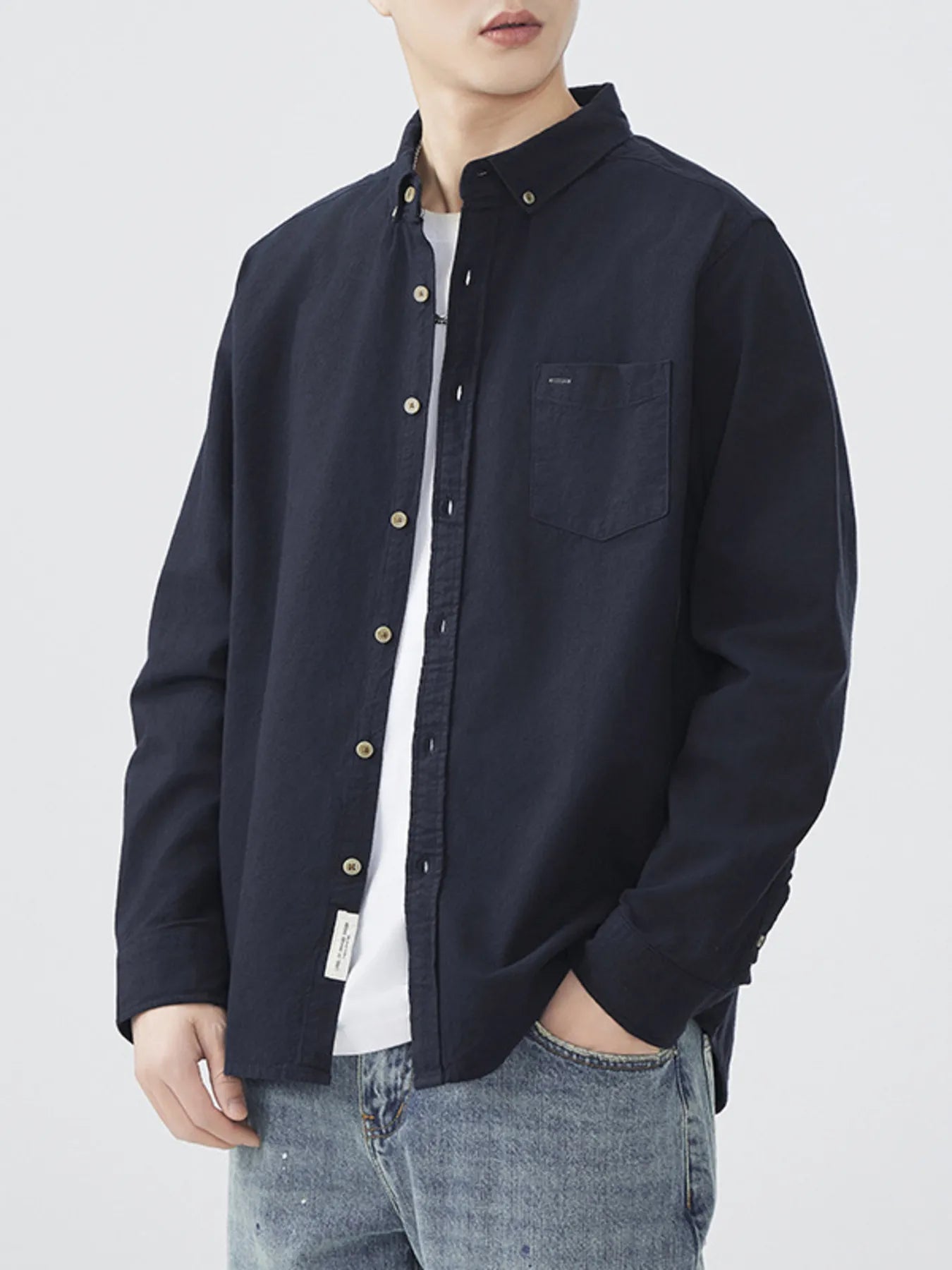 Men's Plus Size Button Up Long Sleeve Shirt