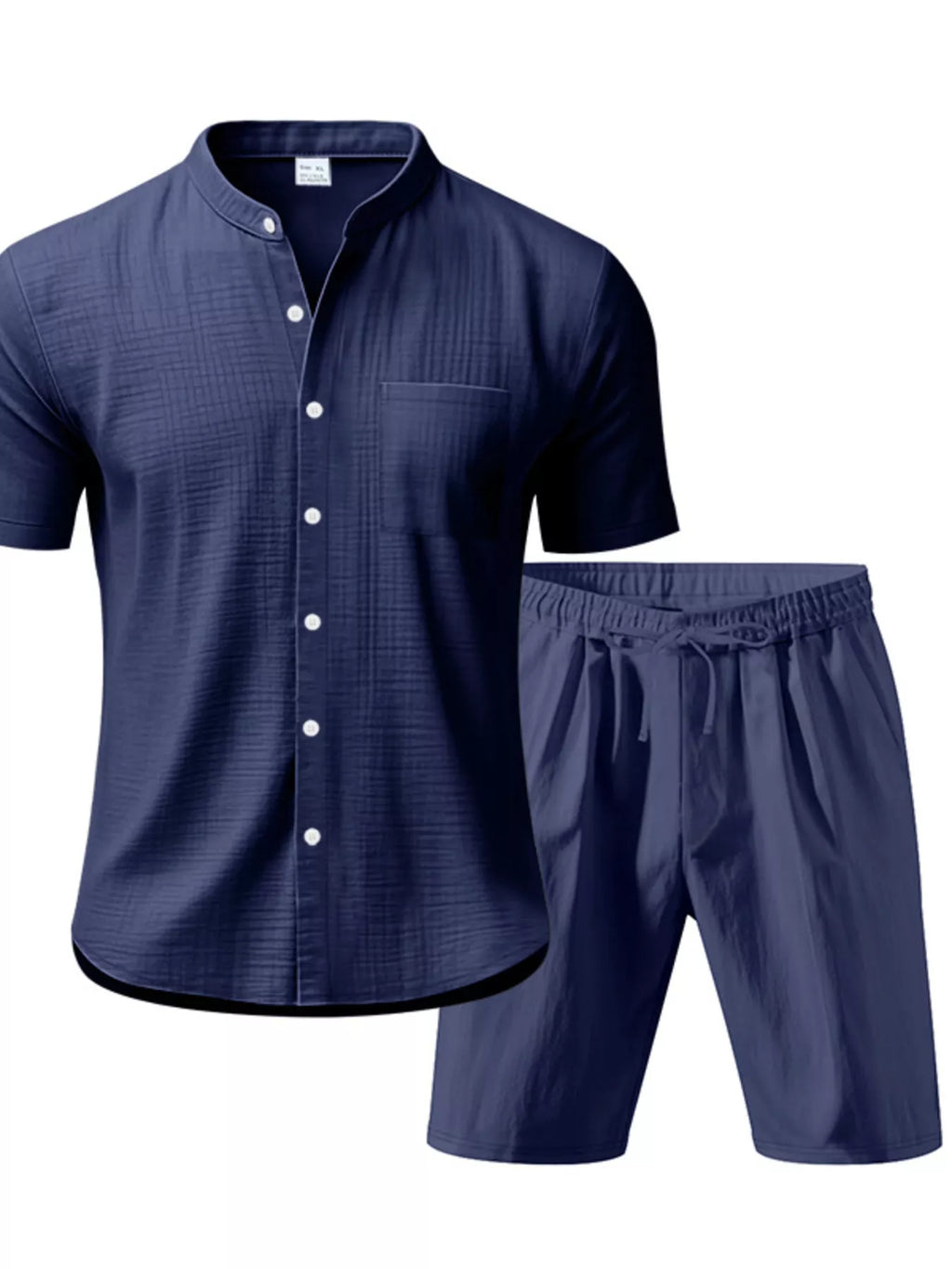 Men's Full Size Casual Short Sleeve Shirt and Shorts Set Plus Size