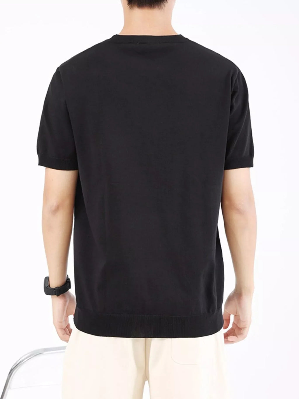Men's Plus Size Ribbed Knit Slim Fit T-Shirt