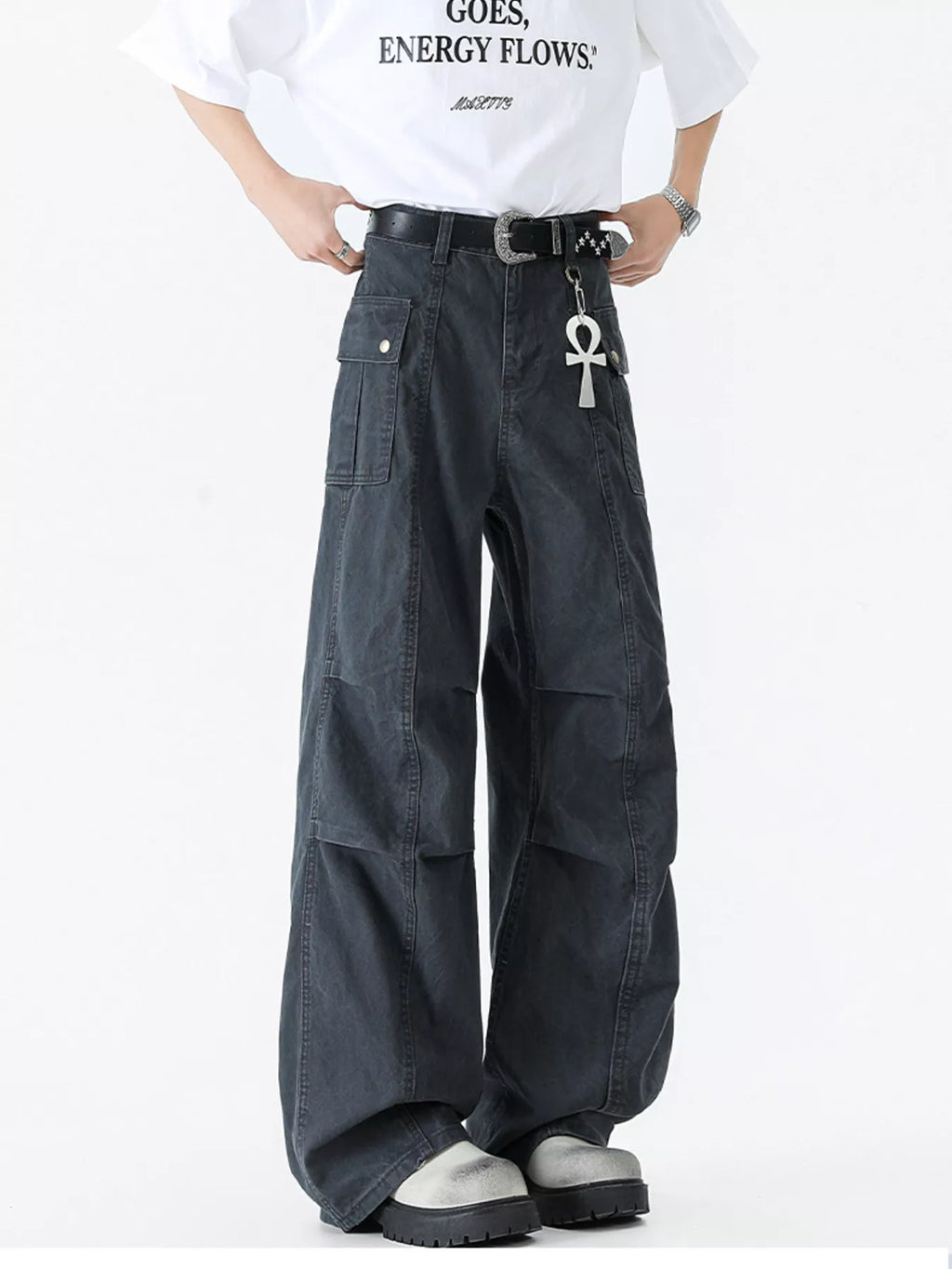 Men's Vintage Wide Leg Cargo Jeans