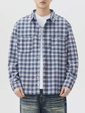 Men's Plus Size Plaid Button Up Long Sleeve Shirt