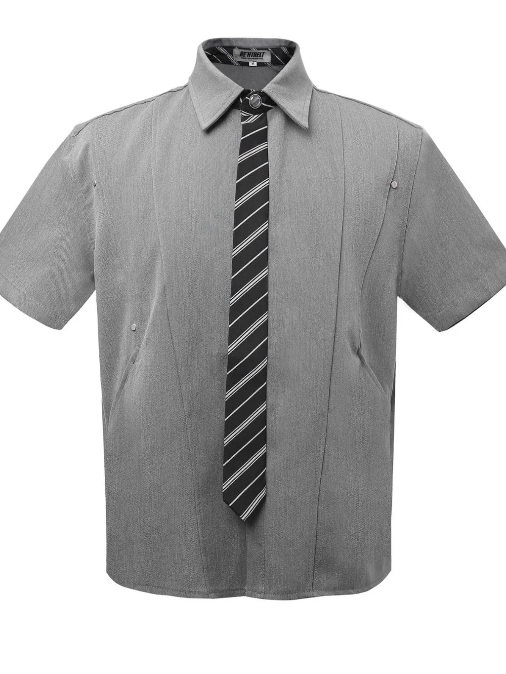 Men's Short Sleeve Shirt with Striped Tie