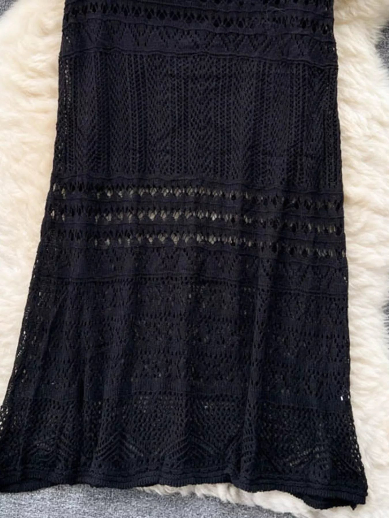 Knitted Hollow Out Maxi Skirt