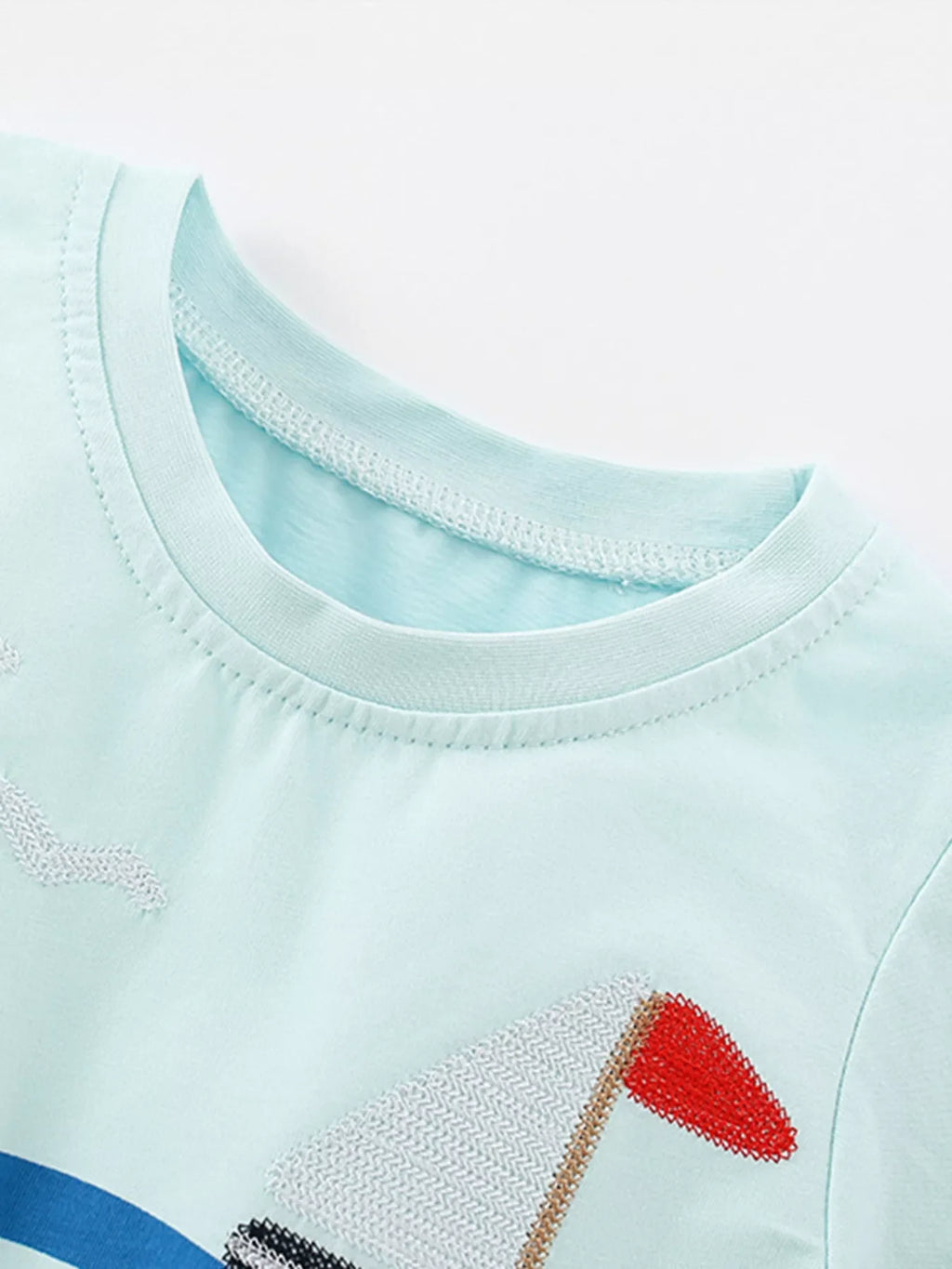 Children's Sailboat Embroidered Short Sleeve T-Shirt