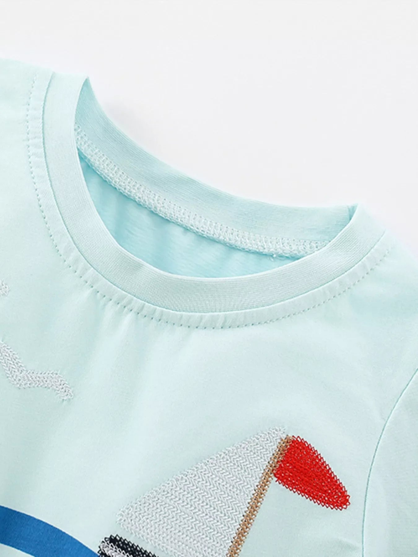 Children's Sailboat Embroidered Short Sleeve T-Shirt