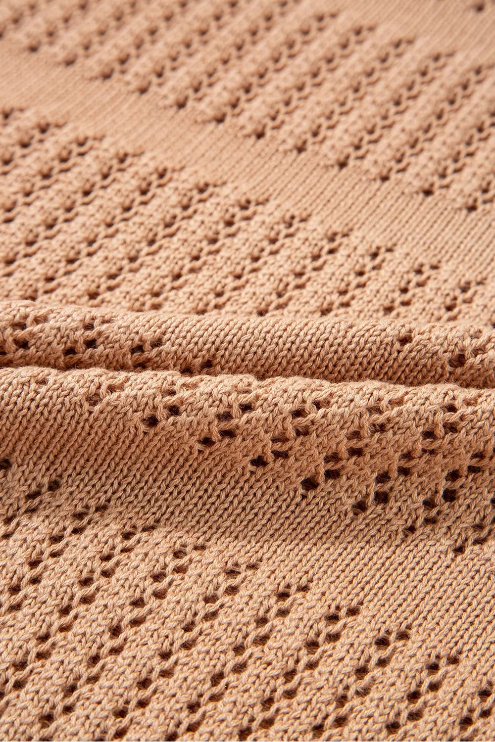 Openwork Round Neck Knit Top