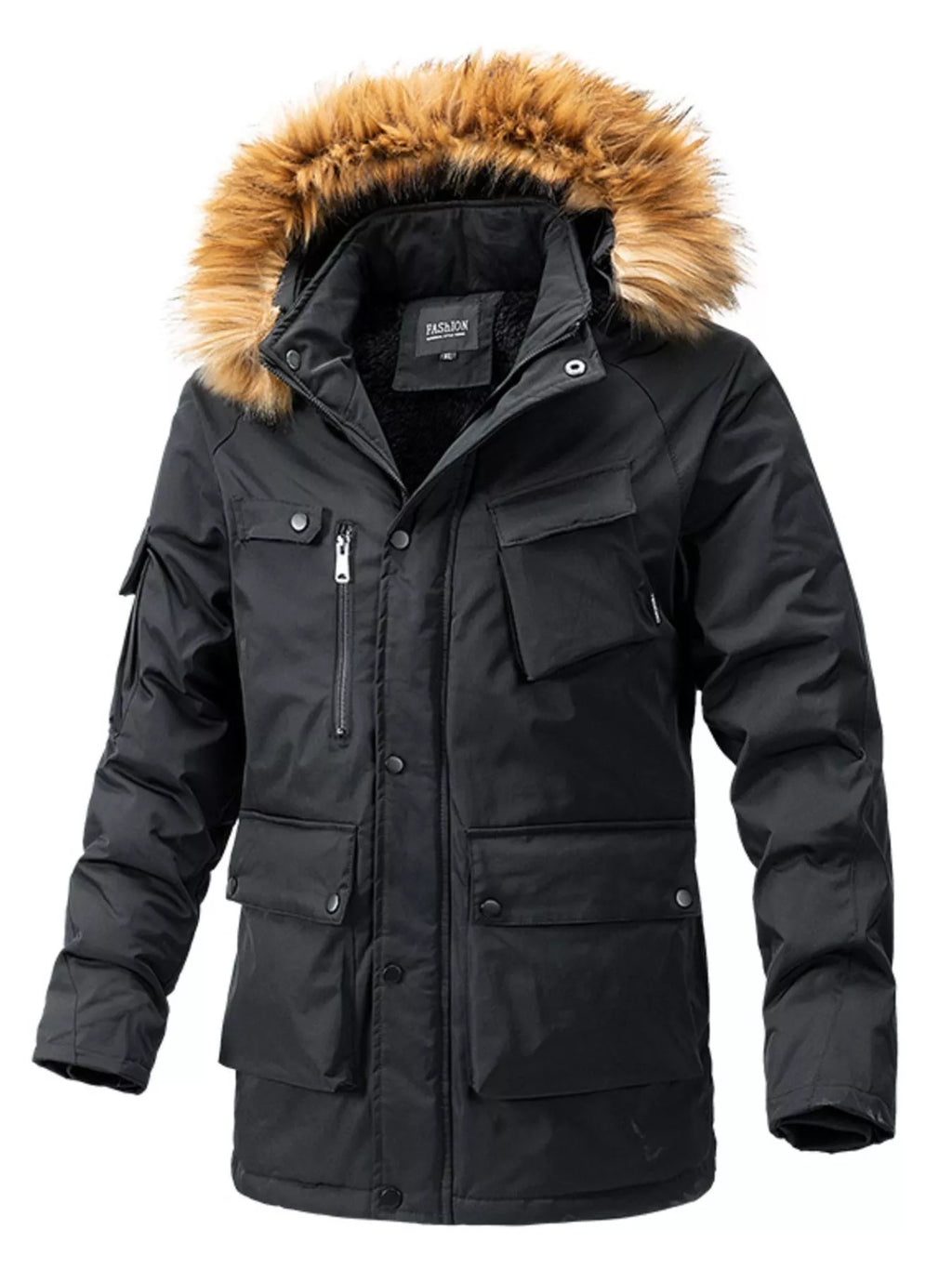Men's Plus Size Fur Hooded Winter Parka Coat