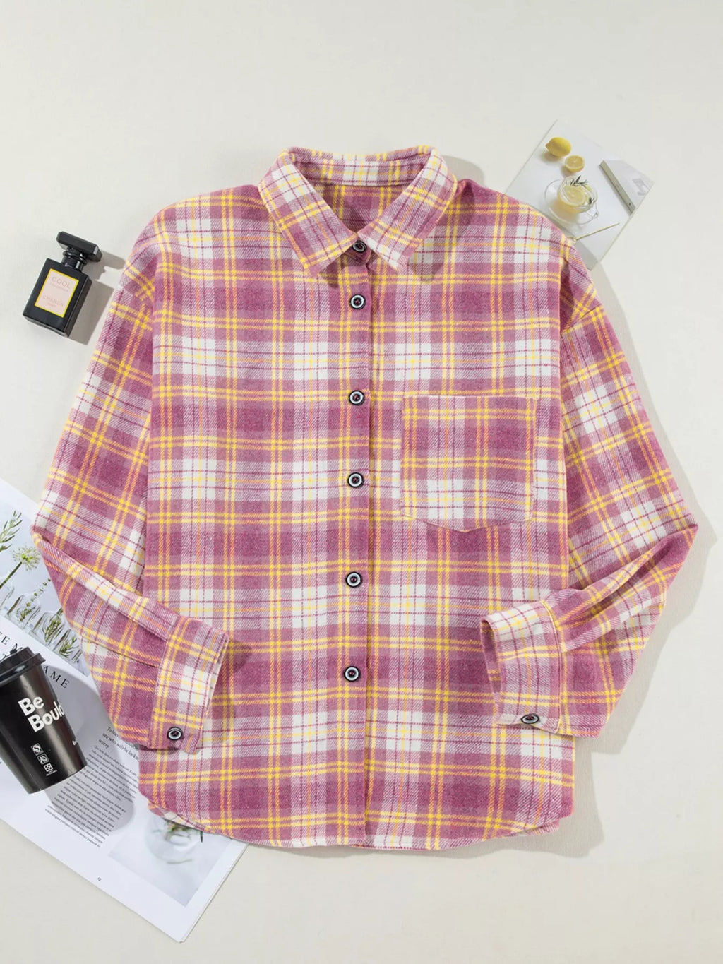 Casual Plaid Button-Down Shacket