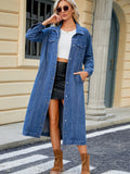 Button Up Long Sleeve Longline Denim Jacket