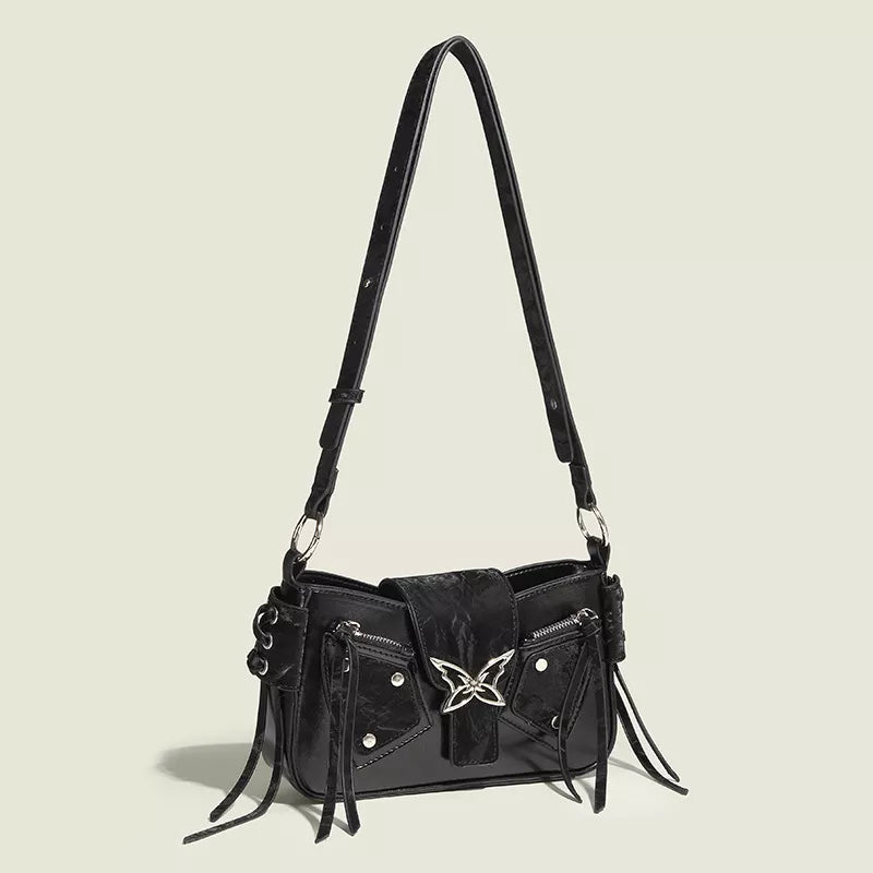 Butterfly Decor Flap Crossbody Bag