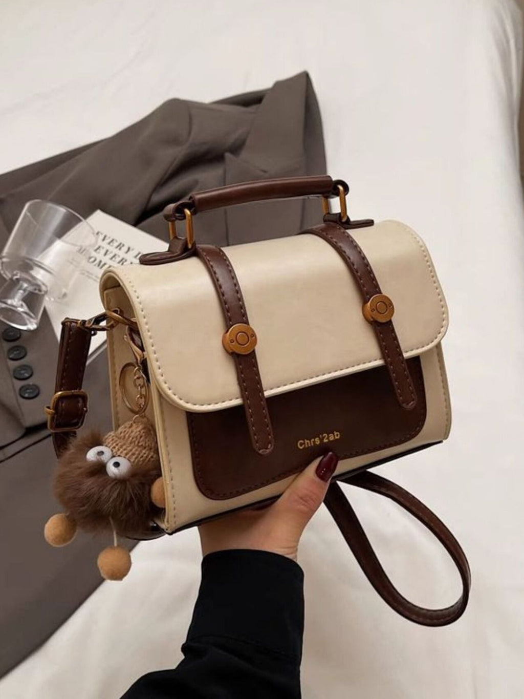 Two-Tone Flap Crossbody Bag