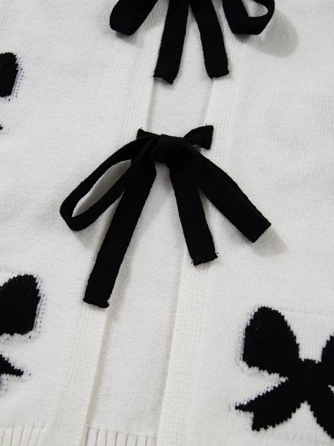 Tie Front Bow Pattern Cardigan