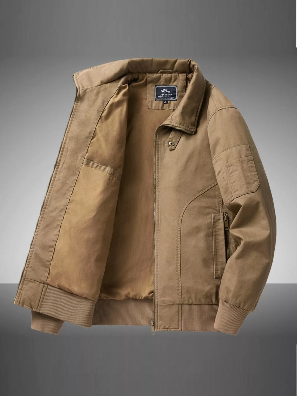 Men's Plus Size Casual Zip Up Bomber Jacket