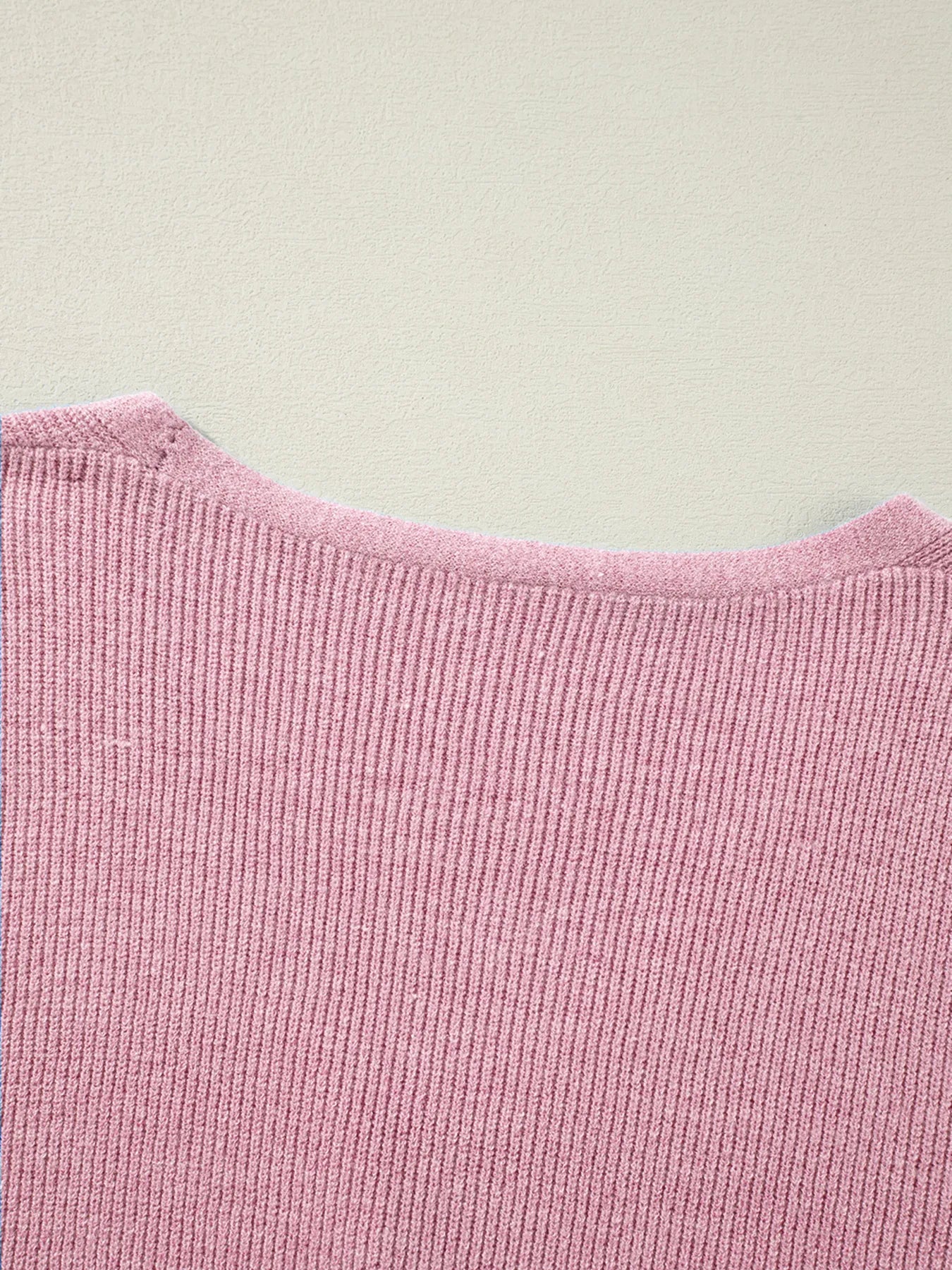 Ribbed Knit Button Front V Neck Cardigan