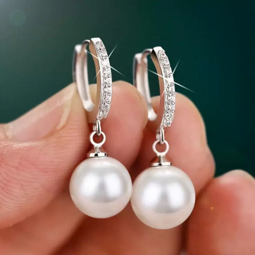 Pearl Drop Hoop Earrings